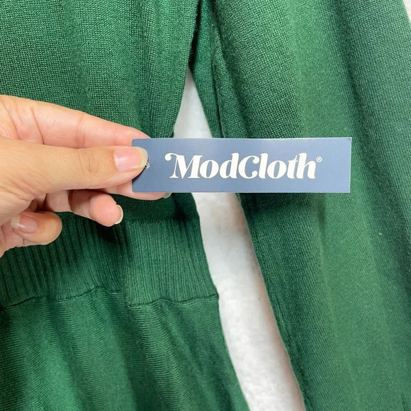ModCloth Green Sweater Dress Long Sleeve Fit & Flare Boho Cottagecore Large - Picture 2 of 14